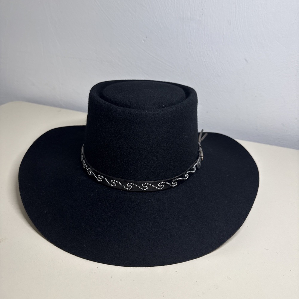 EDDY BROS Lite Felt Black Turner Western Cowboy hat Sz Medium 22 (56cm)
